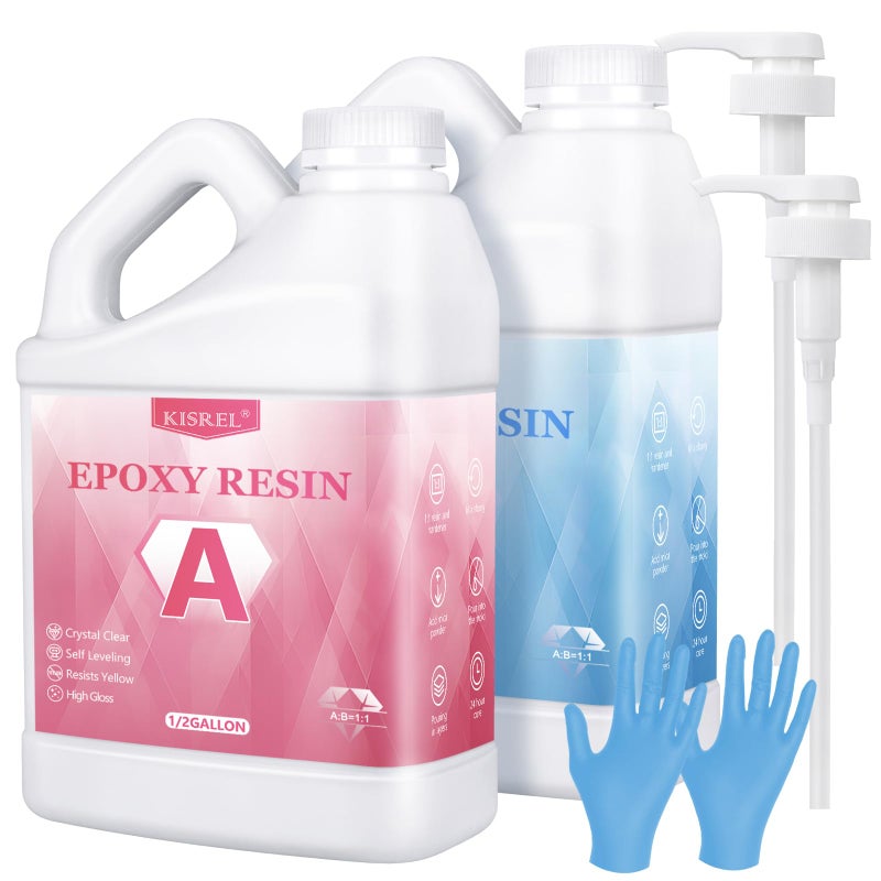 Epoxy Resin 1Gallon  Crystal Clear Epoxy Resin Kit  No Yellowing No Bubble Art Resins Casting for Art Crafts Jewelry Making Wood  Molds12 Gallon x 2