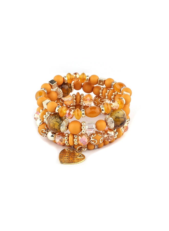 NIBEMINENT Bohemian Beaded Peach Heart Bracelet - Wholesale European and American Jewelry