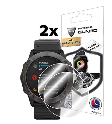 IPG for Garmin Fenix 6X - Pro-Solar-Sapphire Watch Hydrogel Screen Protector (2 Units) Invisible HD Clear Film Anti Scratch Self-Healing/Bubble Free for Fenix 6X - Image 2