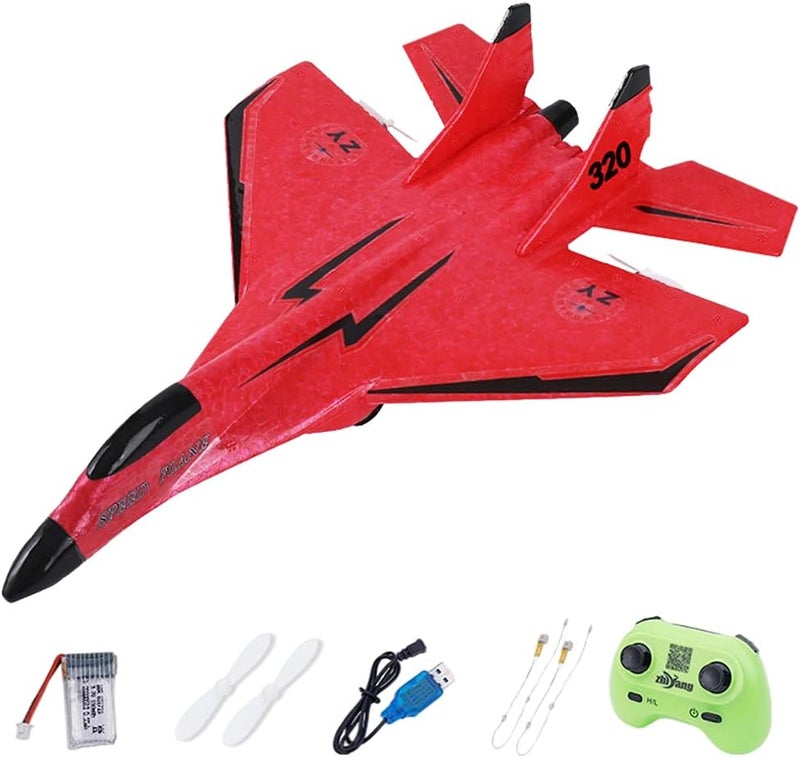 klarako 2.4G 2 Channel RC Aircraft, EPP Foam Aircraft, Night Light Smart Balance Radio Control Fixed-Wing Glider Plane Toy Ready to Fly Easy to Control - Red - Image 3