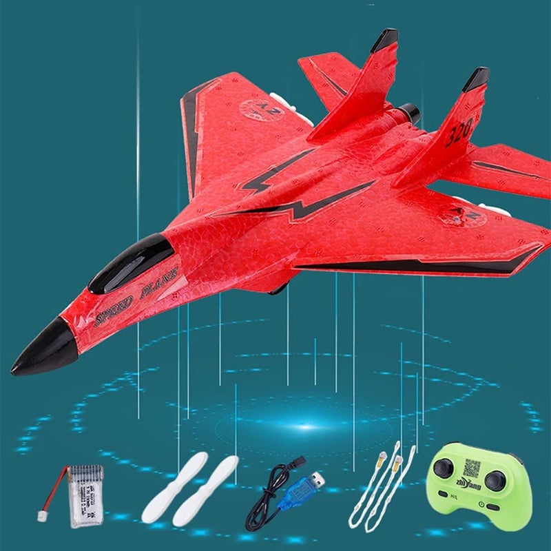 klarako 2.4G 2 Channel RC Aircraft, EPP Foam Aircraft, Night Light Smart Balance Radio Control Fixed-Wing Glider Plane Toy Ready to Fly Easy to Control - Red - Image 2