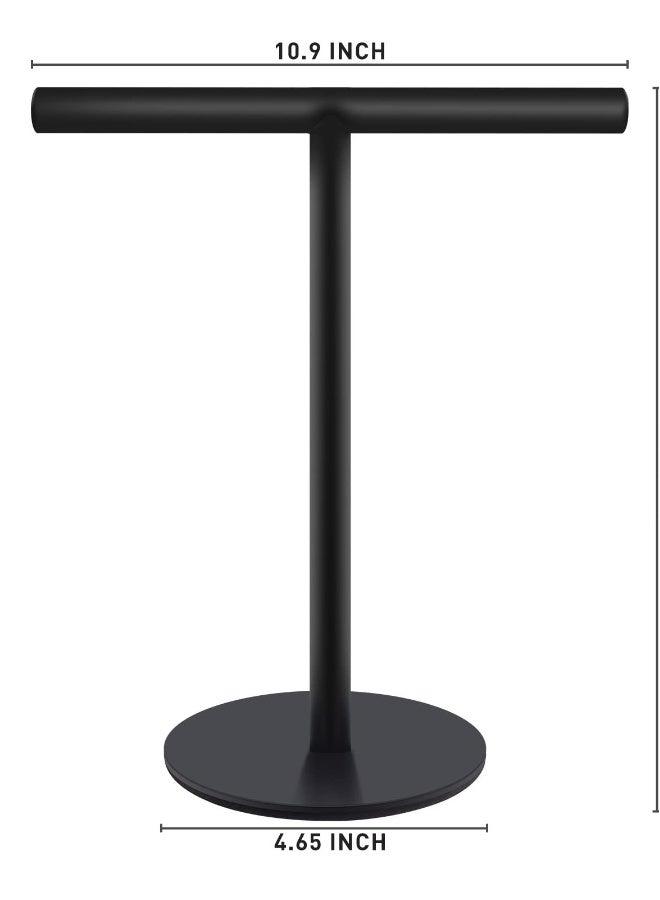 Stylish T-Shape Hand Towel Holder for Bathroom and Kitchen Countertops in Matte Black Stainless Steel Finish - Image 2