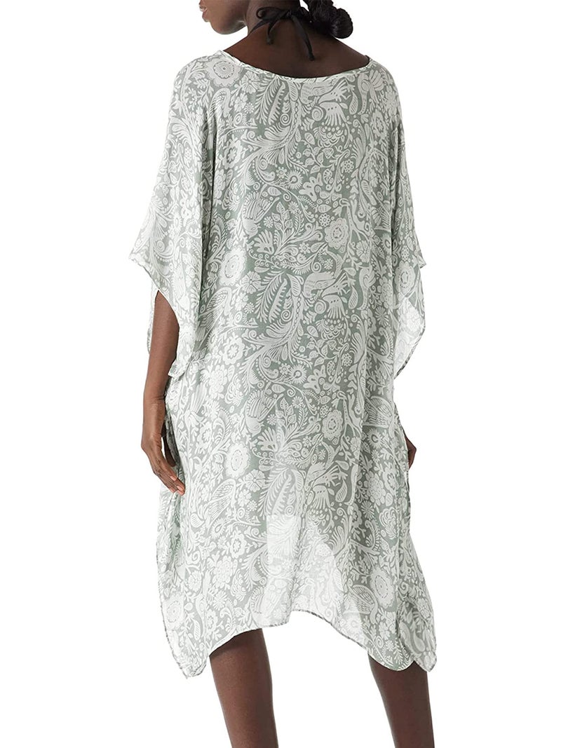 Moss Rose Women's Swimsuit Cover up Beach Kaftan for Bathing Suit with Floral Pattern - Image 3