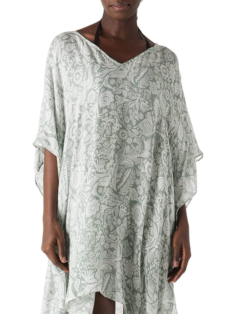 Moss Rose Women's Swimsuit Cover up Beach Kaftan for Bathing Suit with Floral Pattern - Image 2
