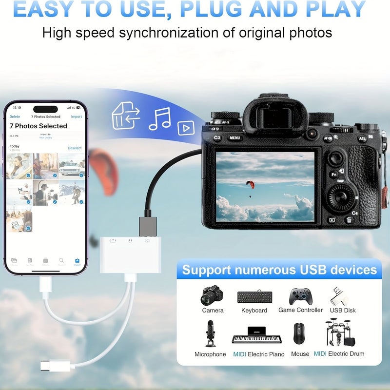 محول صوت من نوع C أبيض إلى مقاس 3.5 ملم لأجهزة iPhone iPad 15 Pro USB C لمقبس السماعة - Image 5