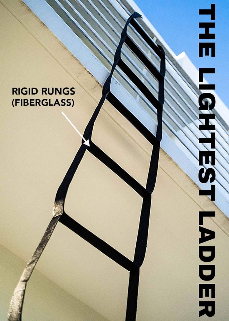 ISOP Emergency Escape Ladder Two Story 16ft | Fire Rescue Ladders for Home | Snap Hooks Incl. - Lightweight & Durable up to 460 lbs. | Emergency Response Equipment | Climbing Ladder with Attaching Clips - Image 4