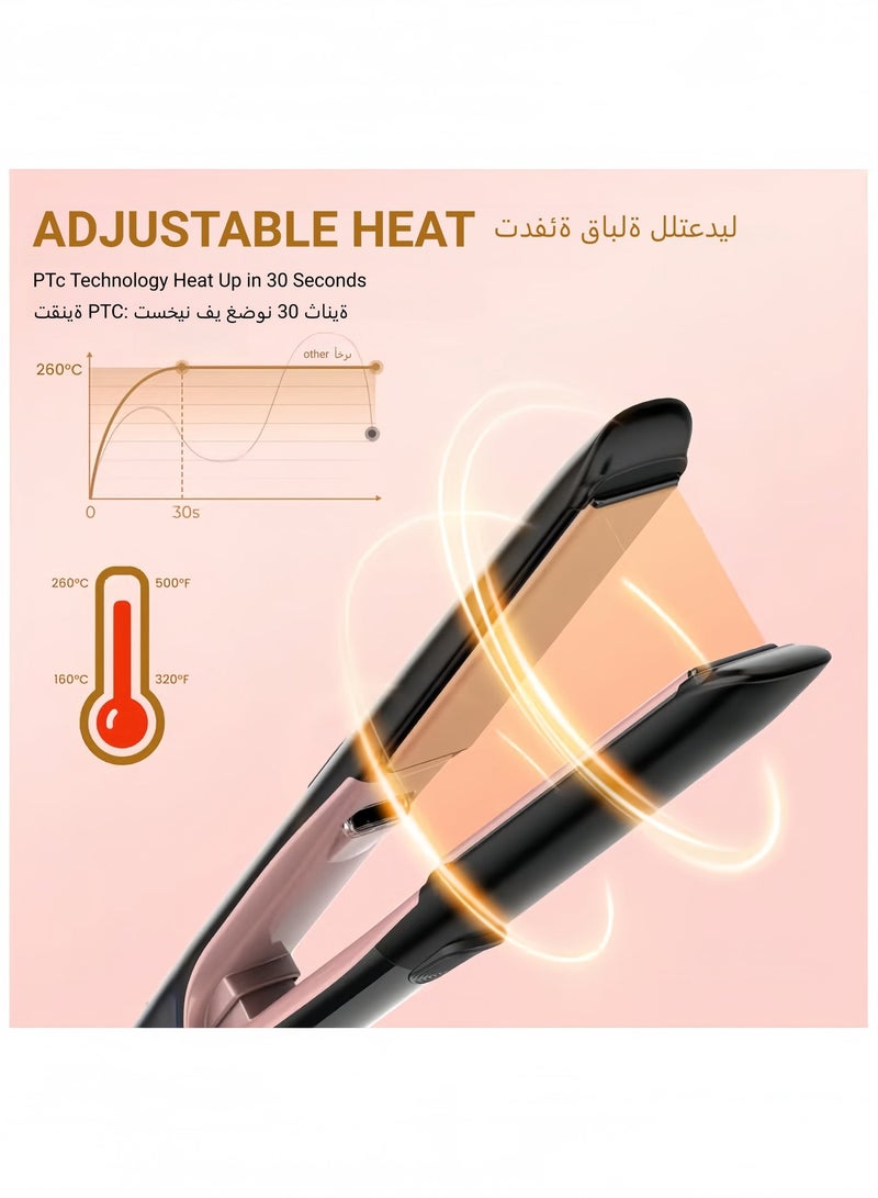 ZONBON Ceramic Hair Straightener High Temperature Up to 260℃, Ionic Technology, 6 Heat Settings, PTC Fast Heating in 15 Seconds, Floating Plates with Vibration Feedback, Plasma Flat Iron Get Frizz-Free - Image 3