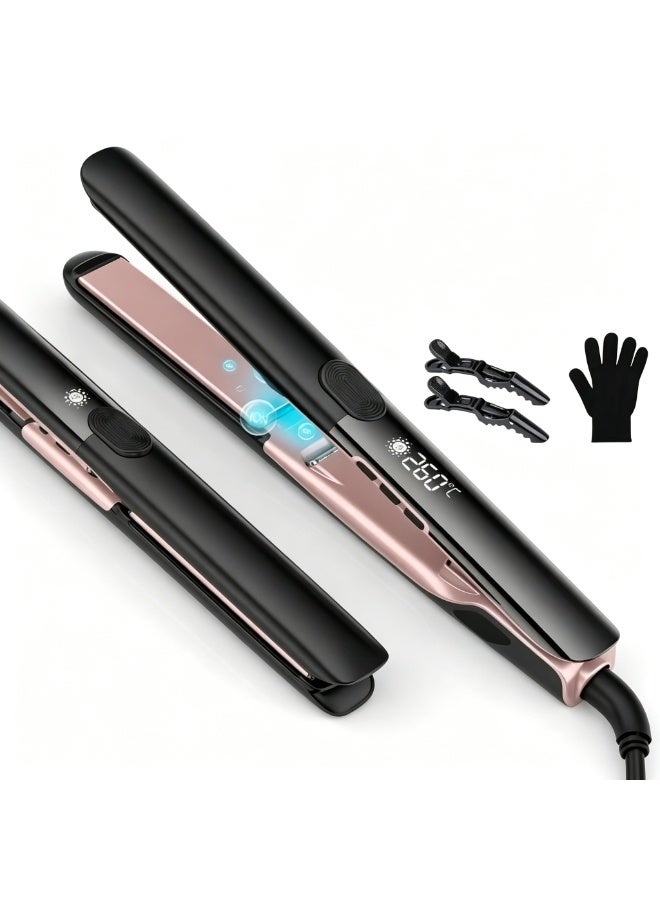 ZONBON Ceramic Hair Straightener High Temperature Up to 260℃, Ionic Technology, 6 Heat Settings, PTC Fast Heating in 15 Seconds, Floating Plates with Vibration Feedback, Plasma Flat Iron Get Frizz-Free - Image 1