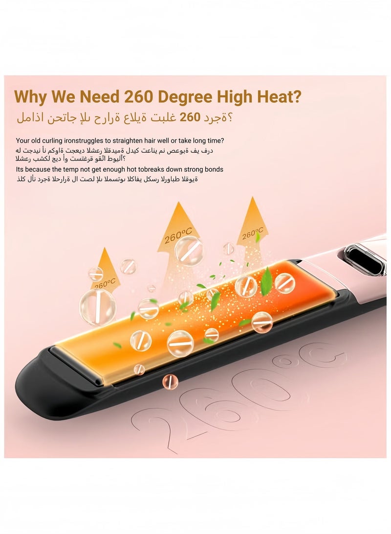 ZONBON Ceramic Hair Straightener High Temperature Up to 260℃, Ionic Technology, 6 Heat Settings, PTC Fast Heating in 15 Seconds, Floating Plates with Vibration Feedback, Plasma Flat Iron Get Frizz-Free - Image 4