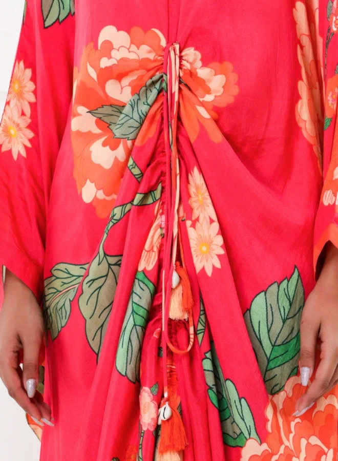 #Be Floral Printed V-Neck Kaftan