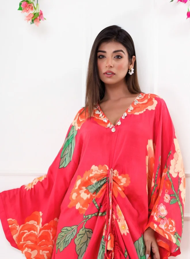 #Be Floral Printed V-Neck Kaftan