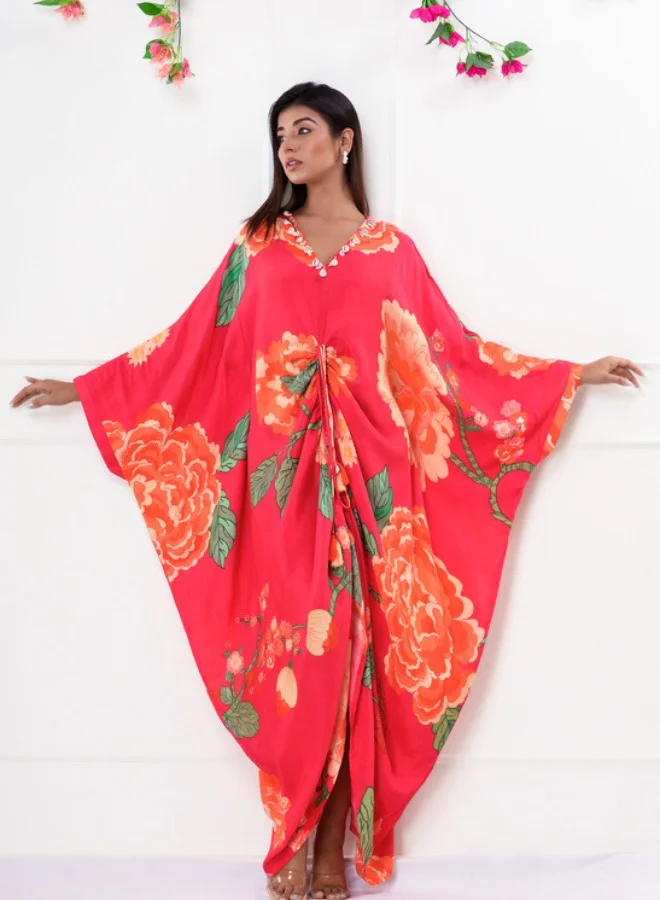 #Be Floral Printed V-Neck Kaftan