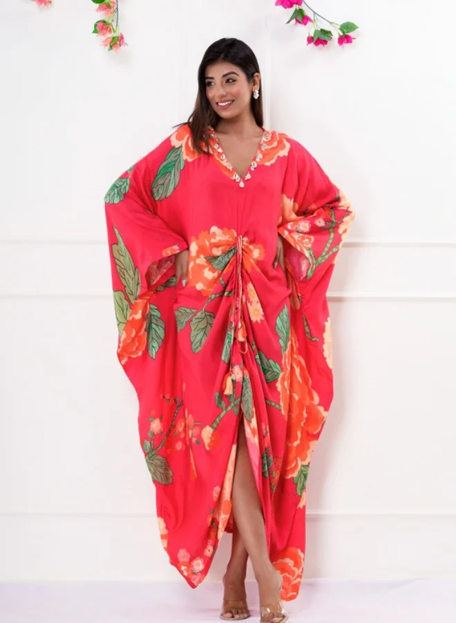 #Be Floral Printed V-Neck Kaftan