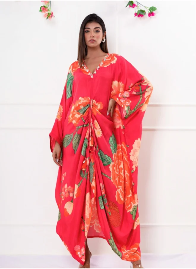 #Be Floral Printed V-Neck Kaftan