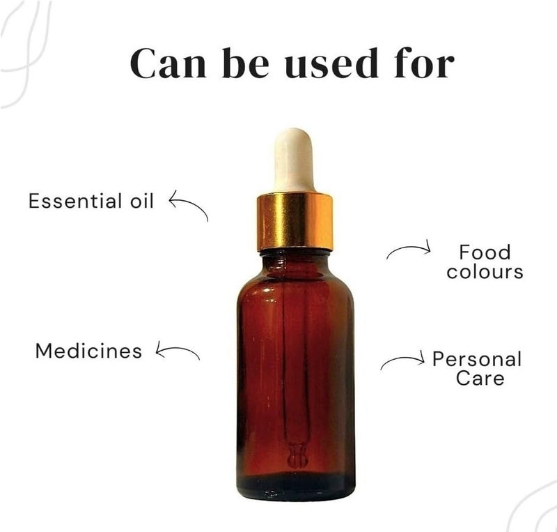 VOW 15 ML Amber Round Empty Glass Bottle Glass Dropper Golden Ring Silicone White Teat Refillable Reusable Leak Proof for Essential Oils PerfumesPack of 24 - Image 2