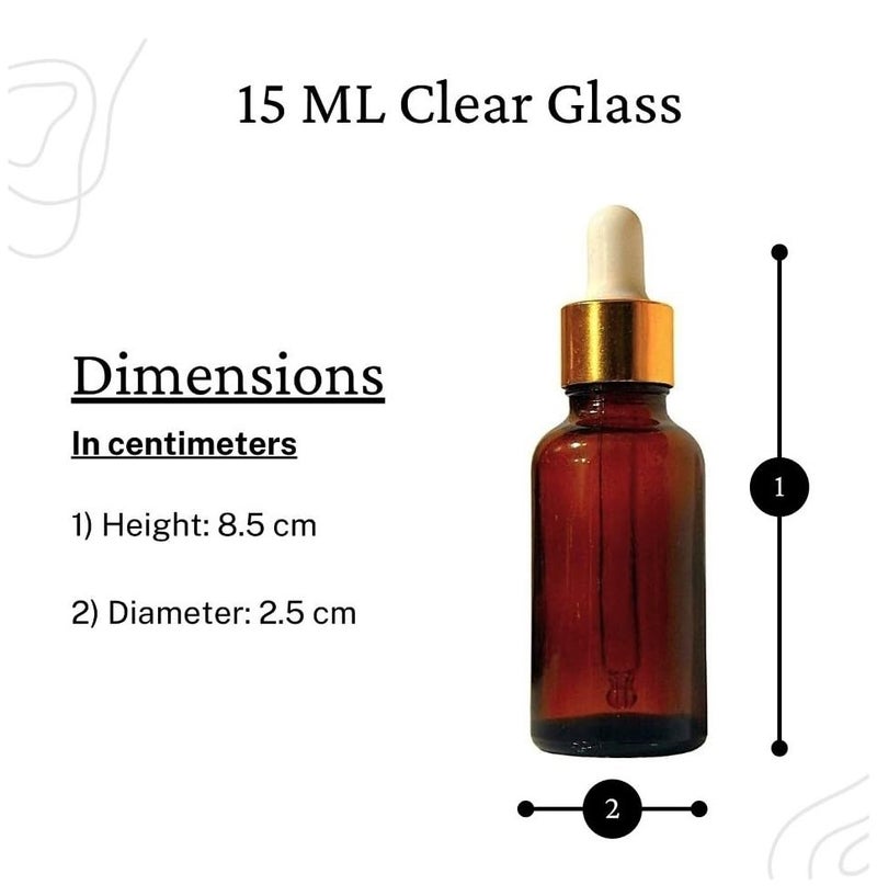 VOW 15 ML Amber Round Empty Glass Bottle Glass Dropper Golden Ring Silicone White Teat Refillable Reusable Leak Proof for Essential Oils PerfumesPack of 24 - Image 4