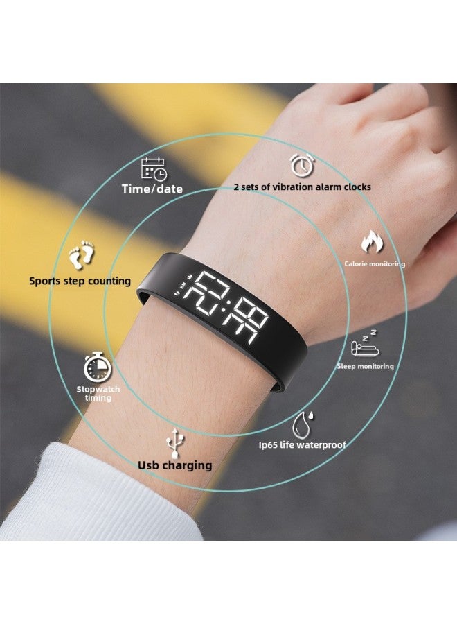 Student Smart Sports Bracelet Simple Fashion Multifunctional Alarm Clock Waterproof Electronic Watch For Men And Women Junior High School And High School Students-Color:Light Pink [life Waterproof + Sports Timing Step Counting]  - Image 3