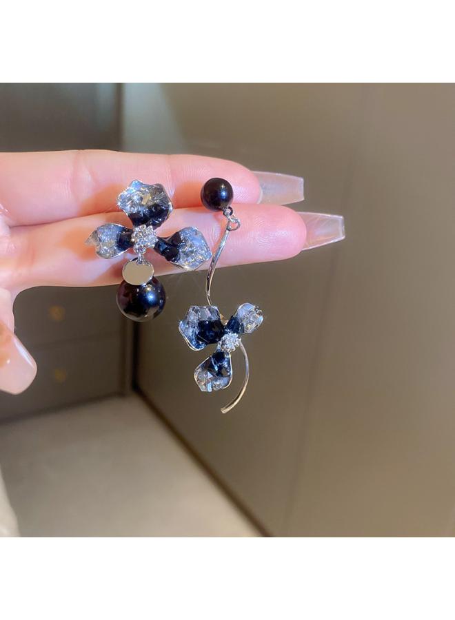 Silver Needle French Baroque Pearl Flower Tassel Earrings Fashionable All-match Earrings Elegant Light Luxury High-grade Earrings