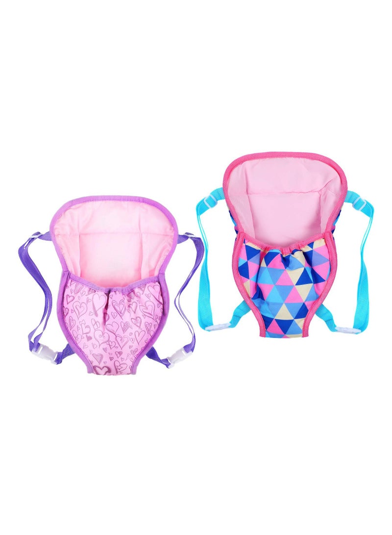 Y&D 2 Pieces Baby Doll Carrier Backpacks Portable Bags Front Storage with Straps Accessories Fit for Dolls from 14 to 18 Inches (Geometry and Heart Style)  - Image 1