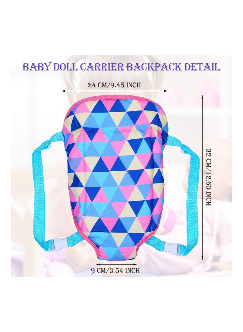 Y&D 2 Pieces Baby Doll Carrier Backpacks Portable Bags Front Storage with Straps Accessories Fit for Dolls from 14 to 18 Inches (Geometry and Heart Style)  - Image 2