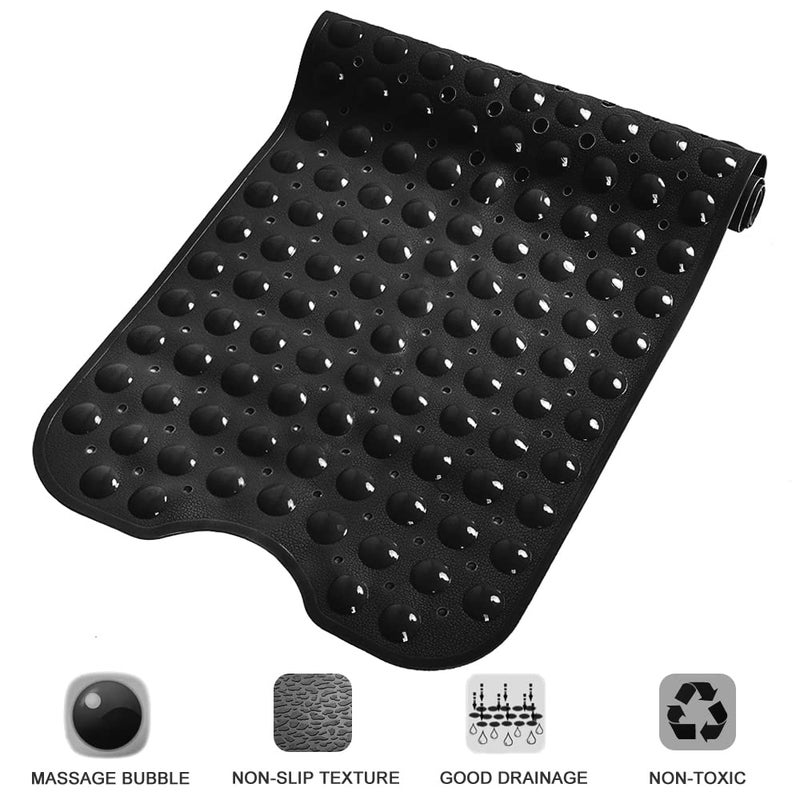 Linoows Bathtub and Shower Mats, Extra Long Non-Slip Bath Mat 39 x 16 Inch, Machine Washable Bath Tub Mat with Suction Cups & Drain Holes for Bathroom, Black - Image 5