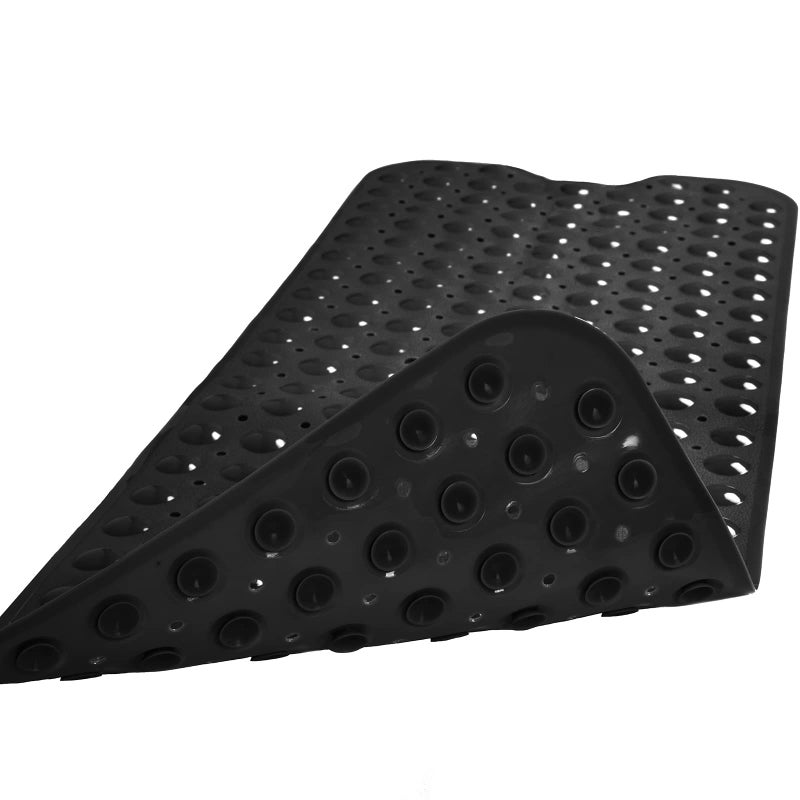 Linoows Bathtub and Shower Mats, Extra Long Non-Slip Bath Mat 39 x 16 Inch, Machine Washable Bath Tub Mat with Suction Cups & Drain Holes for Bathroom, Black - Image 2