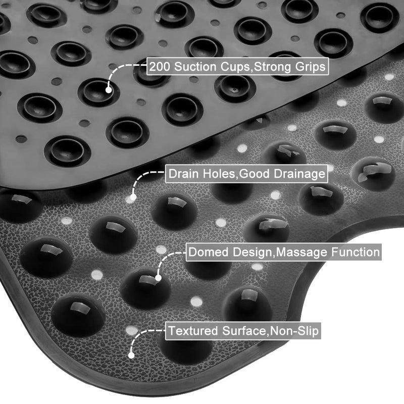 Linoows Bathtub and Shower Mats, Extra Long Non-Slip Bath Mat 39 x 16 Inch, Machine Washable Bath Tub Mat with Suction Cups & Drain Holes for Bathroom, Black - Image 3