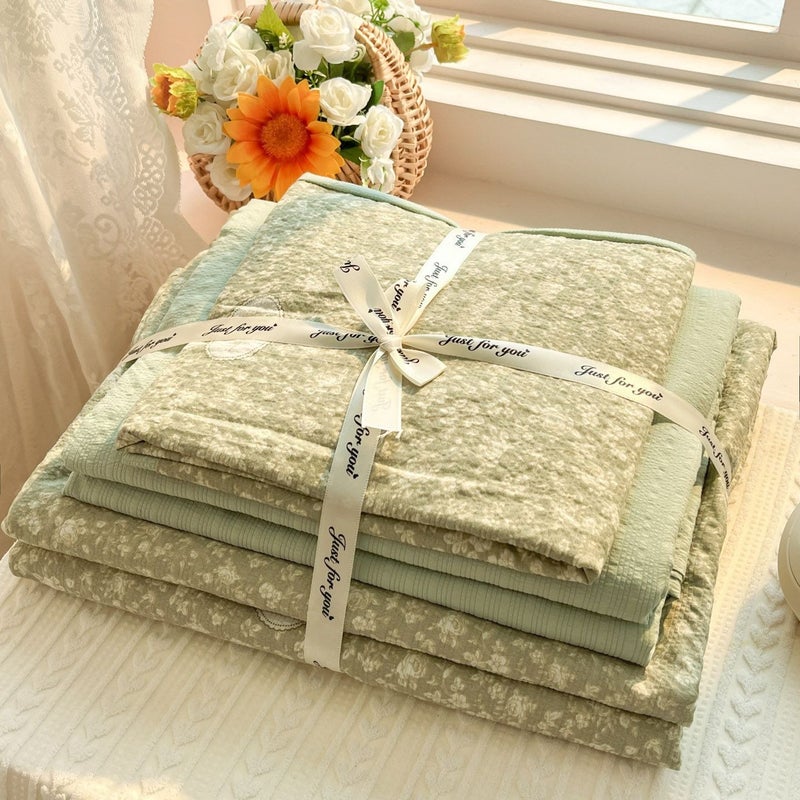 A-level ultra soft double-layer down duvet cover bed sheet set - four piece set bed sheet duvet cover pillow cover - Image 1