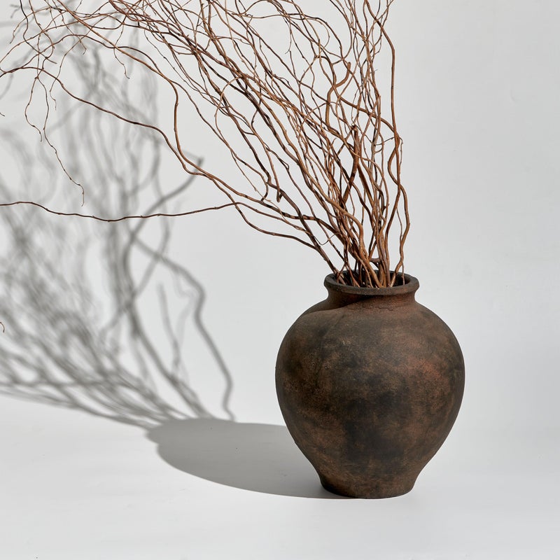 LB2 Brown Ceramic Large Vase, 11" Tall Zen Style vase, Terra Cotta Pitcher, Distressed Farmhouse Decor, Pottery Decorative Flower for Home Decor (C - Brown 11") - Image 4