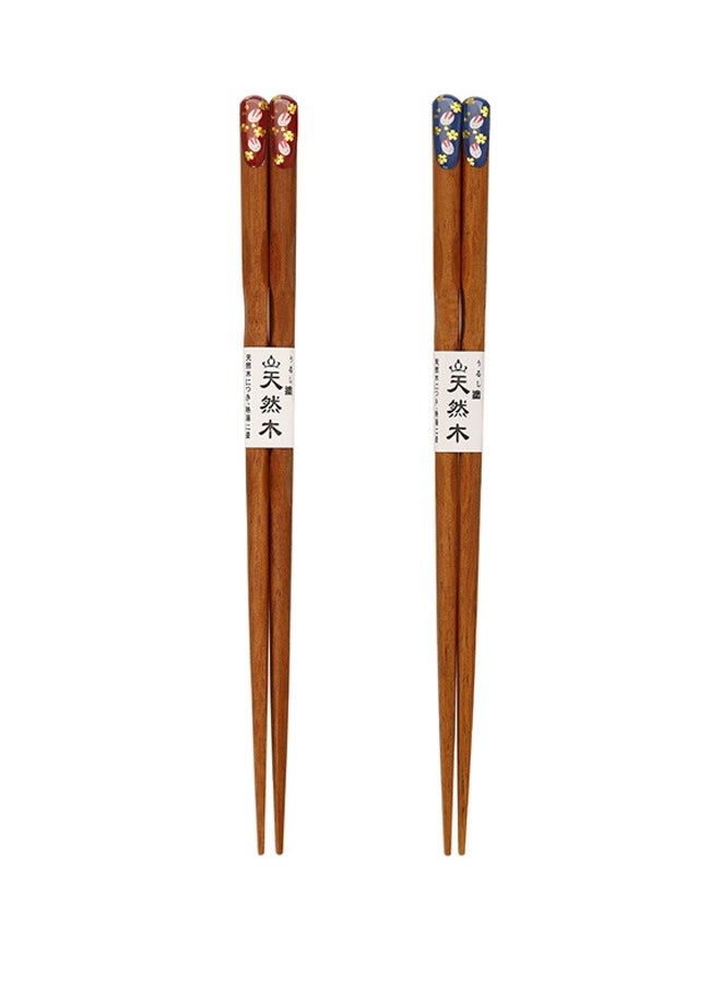 SOWUGI 2 Pair Natural Wooden Chopsticks Sets Reusable Classic Style Chop Sticks  - Image 1