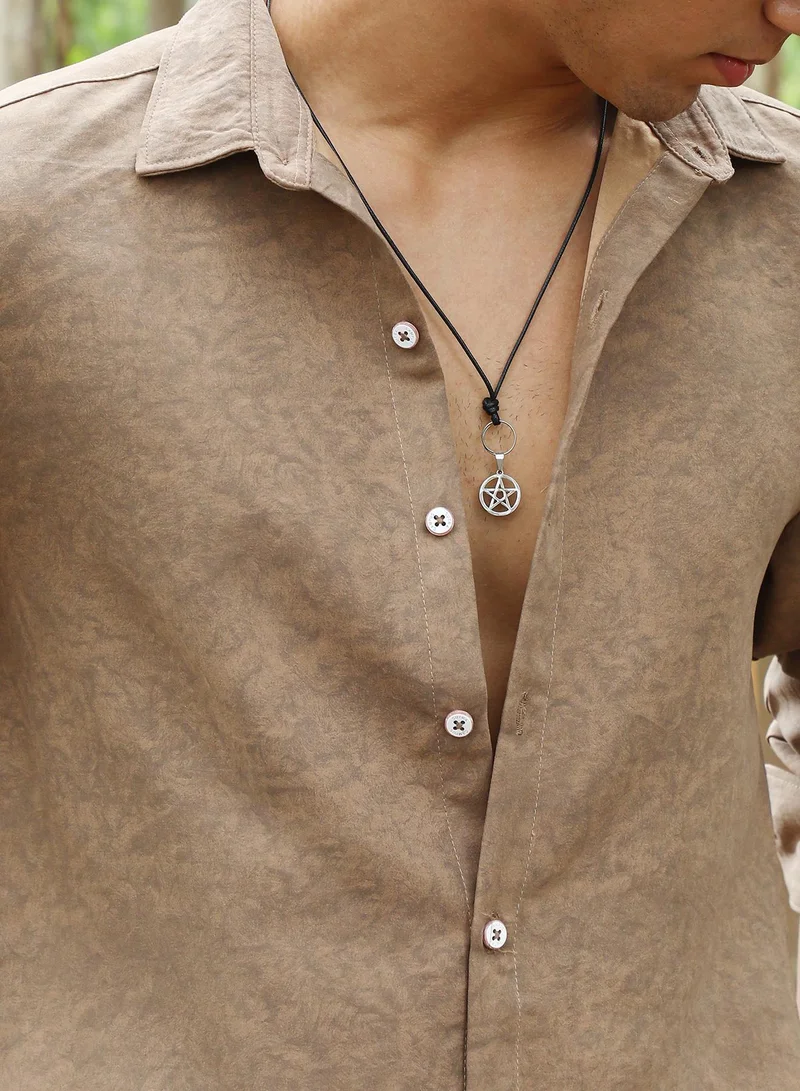 CAHOOT  Men's Sand Beige Grazed-Fade Imprint Shirt for Men | Best Price UAE
