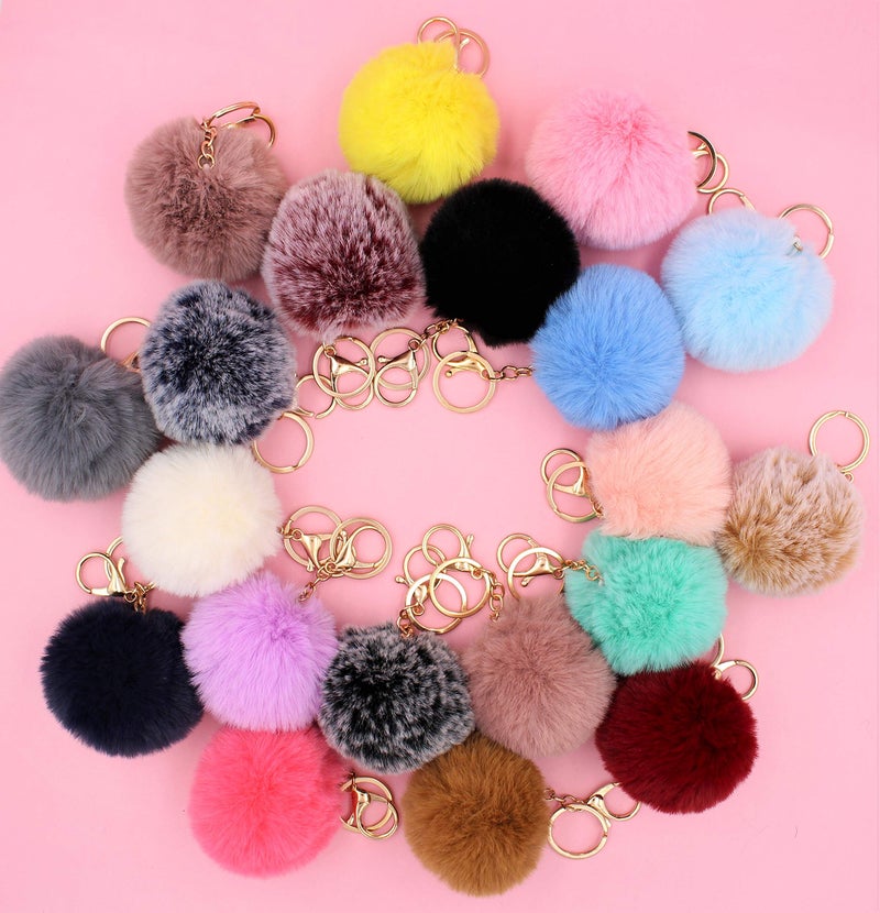 Real Sic Real Sic Pom Pom Keychain - Faux Fur For Girls Women Backpack Purse Gift (Powder Blue)  - Image 5