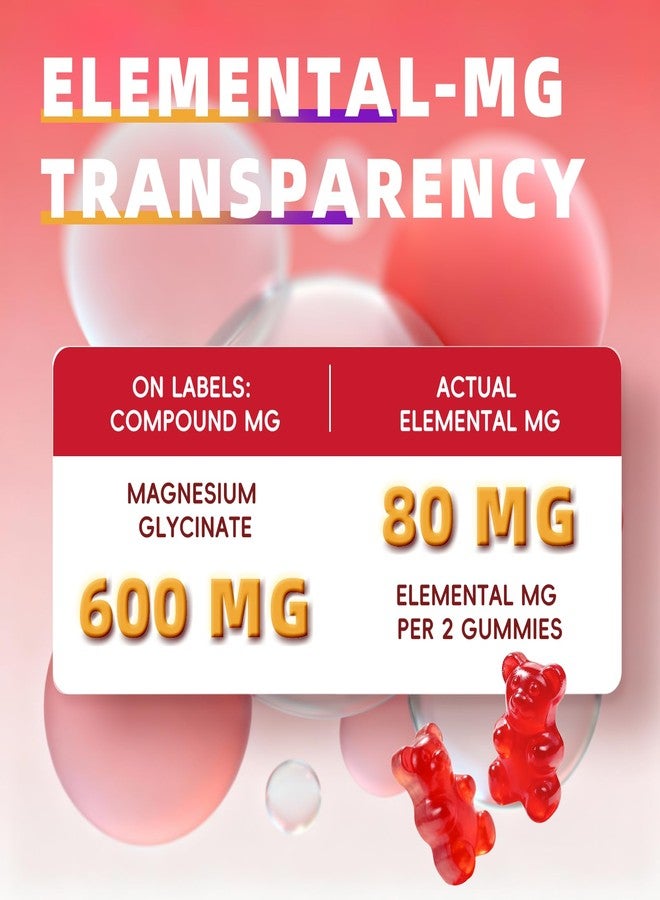 عبوتان من علكات غليسينات المغنيسيوم 600 ملغ للنوم والهدوء، علكات مغنيسيوم خالية من السكر للبالغين مع فيتامين د3، بنكهة الكرز الحامض والبابونج، تركيبة مقاومة للتكتل، تم اختبارها من قبل جهة خارجية، 120 حبة - Image 4