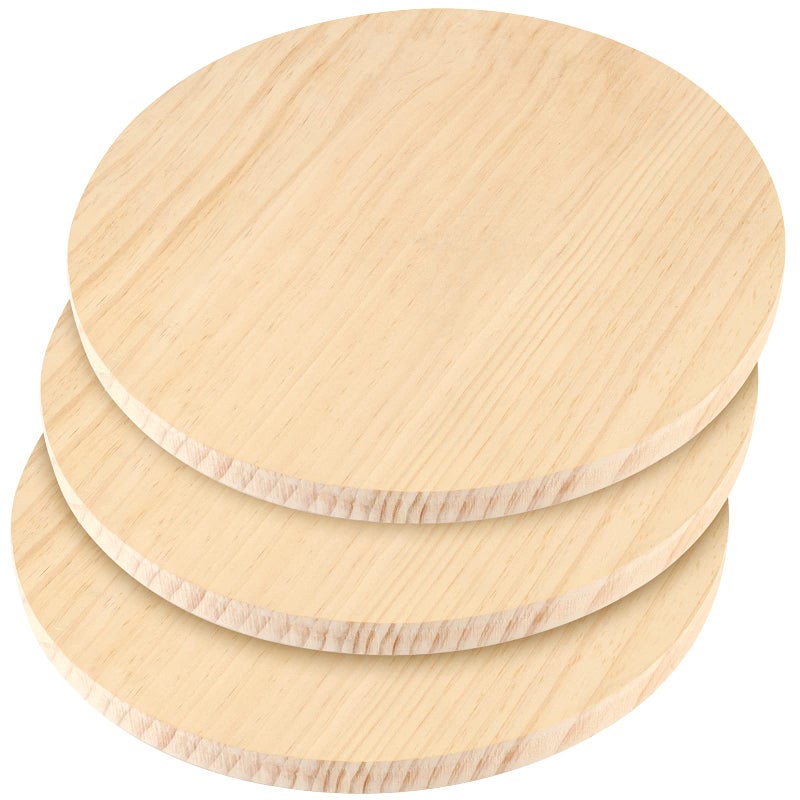 FUNSUEI 3 Pack 12 Inch Round Wooden Plaque 34 Inch Thick Unfinished Wooden Circle Plaque for Craft Projects Sign Painting Woodcarving