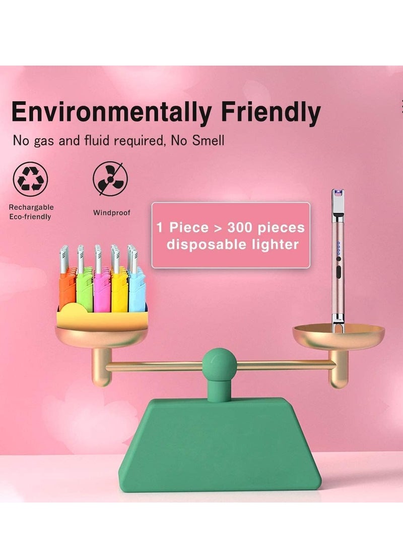 DMG Arc Lighter, Reusable USB Arc Lighter with Safety Lock Windproof Flameless Candle Lighter for BBQ, Gas Stove, Camping, Kitchen, Party Fireworks (pink)