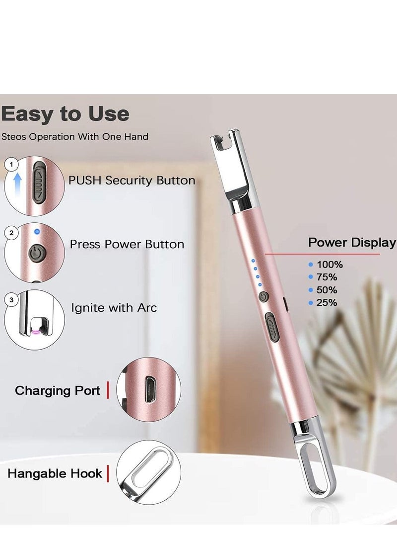 DMG Arc Lighter, Reusable USB Arc Lighter with Safety Lock Windproof Flameless Candle Lighter for BBQ, Gas Stove, Camping, Kitchen, Party Fireworks (pink)