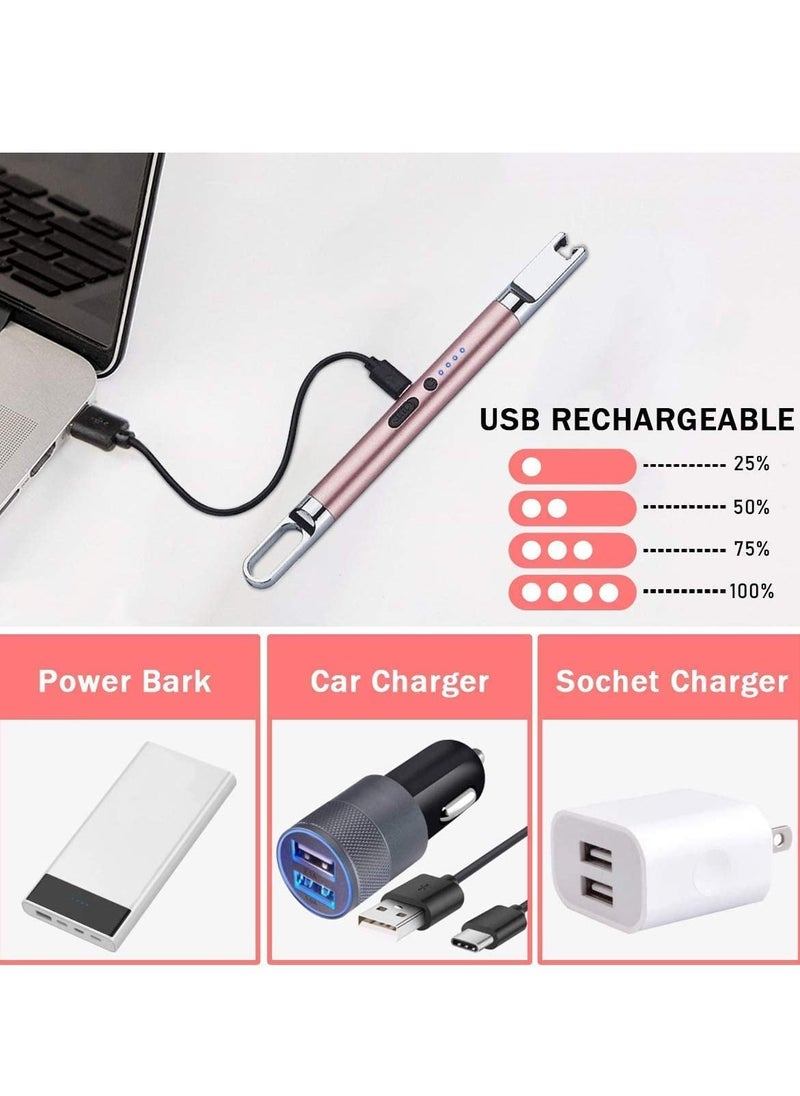 DMG Arc Lighter, Reusable USB Arc Lighter with Safety Lock Windproof Flameless Candle Lighter for BBQ, Gas Stove, Camping, Kitchen, Party Fireworks (pink)