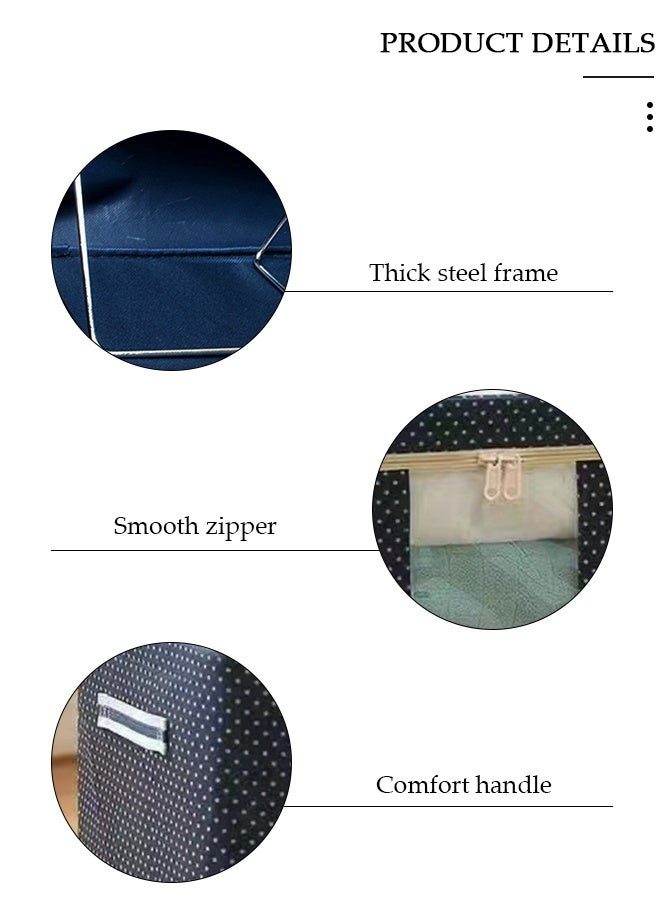 DUNISO 3 Pack Closet Storage Box with Metal Frame, Stackable Flodable Closet Container Organizer with Lids Handle Double & Zippers, Large Capacity Wardrobe Clothes Storage Box with Clear Window for Blanket, Bedding, Clothes, Comforter - Image 4