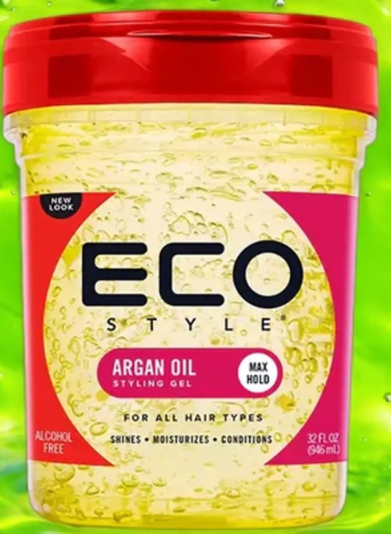 إيكو ستايل جل إيكو ستايلر بزيت الأرغان ٩٤٦ مل | ثبات ولمعان قوي | جل شعر خالٍ من الكحول للتحكم في التجعد وتحديد تجعيدات الشعر | مناسب لجميع أنواع الشعر - Image 2