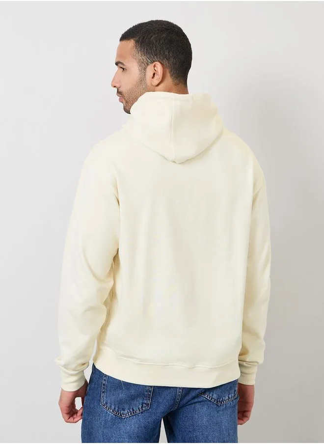 Styli Embroidered Text Relaxed Fit Fleece Hoodie