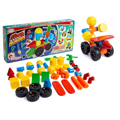 POPULAR PLAYTHINGS Mag Builder Building Set Magnetic Vehicle Toy for Kids Imagination and Creative Play Crazy Shapes Gift for Children 40 Pieces - Image 1