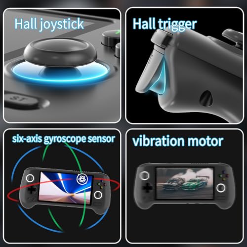 MOUJI RG556 Retro Handheld Game Console 5.48-inch Touch AMOLED Screen Unisoc T820 Android 13 OS pre-Install Games 8GB LPDDR4X Built-in 128G+256G SD Card WiFi Video Games Player(Black) - Image 5