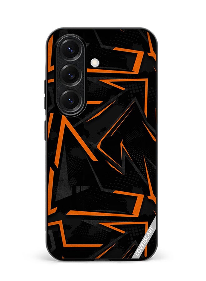 COVERSCART Protective Case Cover For Samsung Galaxy S25 Plus Black & Orrange Pattern Design Multicolour