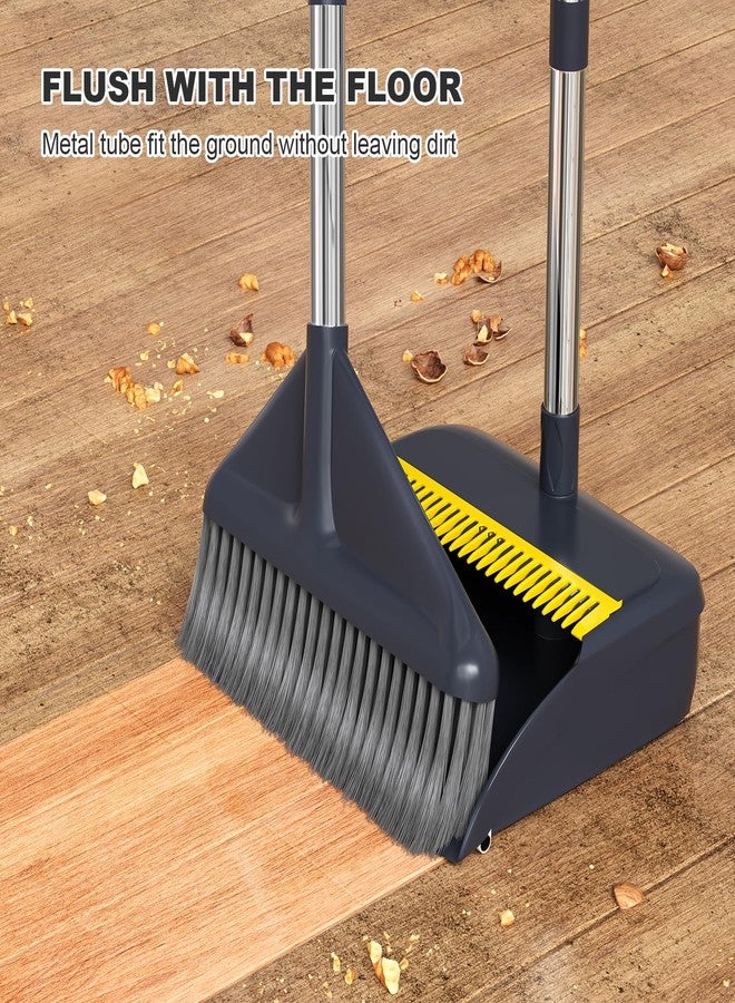 MOPUP Broom and Dustpan Set, 52 inch Long Adjustable Handle Broom with Dustpan Teeth to Self-Cleaning Clean Hair Suitable for Home Kitchen Office - Image 3