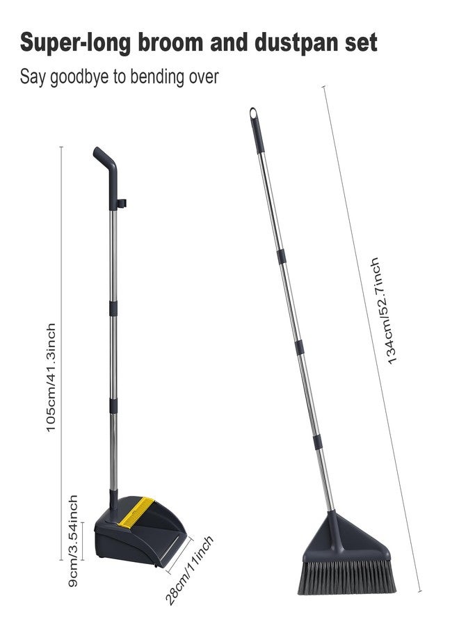 MOPUP Broom and Dustpan Set, 52 inch Long Adjustable Handle Broom with Dustpan Teeth to Self-Cleaning Clean Hair Suitable for Home Kitchen Office - Image 5