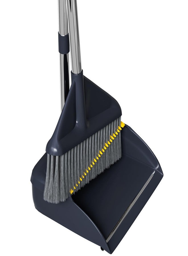 MOPUP Broom and Dustpan Set, 52 inch Long Adjustable Handle Broom with Dustpan Teeth to Self-Cleaning Clean Hair Suitable for Home Kitchen Office - Image 1