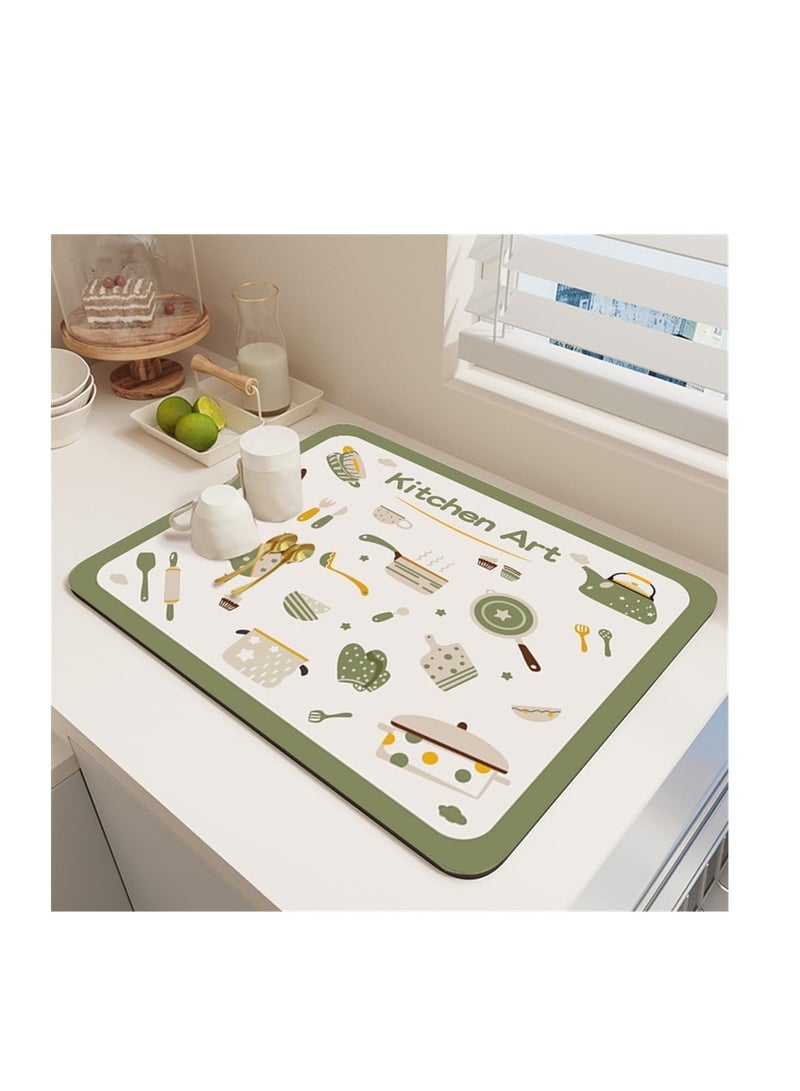 Barakah Dish Drying Mat, Kitchen Drying Pad, Counter Top Drying Mat, Diatom Mud Dishes Drying Mat, Absorbent Household Kitchen Placemat, Quick-Drying Non-Slip Drain Mat for Dining Room, Kitchen Counter - Image 1
