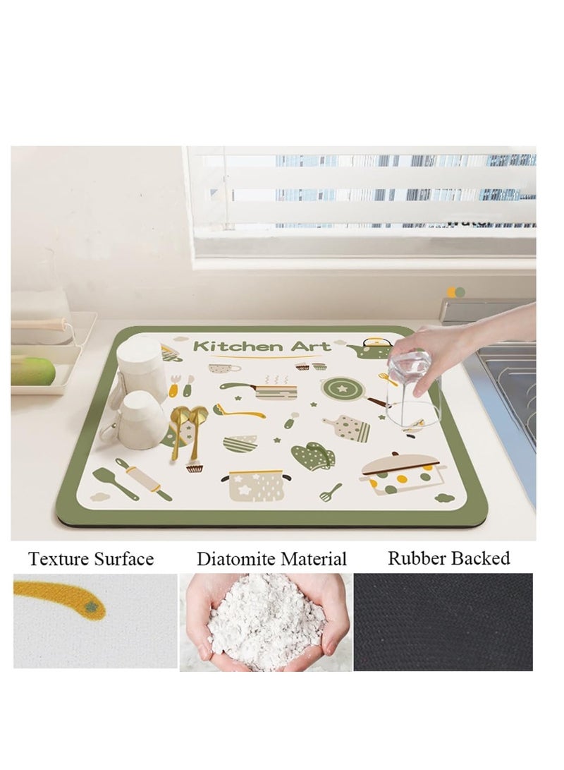 Barakah Dish Drying Mat, Kitchen Drying Pad, Counter Top Drying Mat, Diatom Mud Dishes Drying Mat, Absorbent Household Kitchen Placemat, Quick-Drying Non-Slip Drain Mat for Dining Room, Kitchen Counter - Image 4