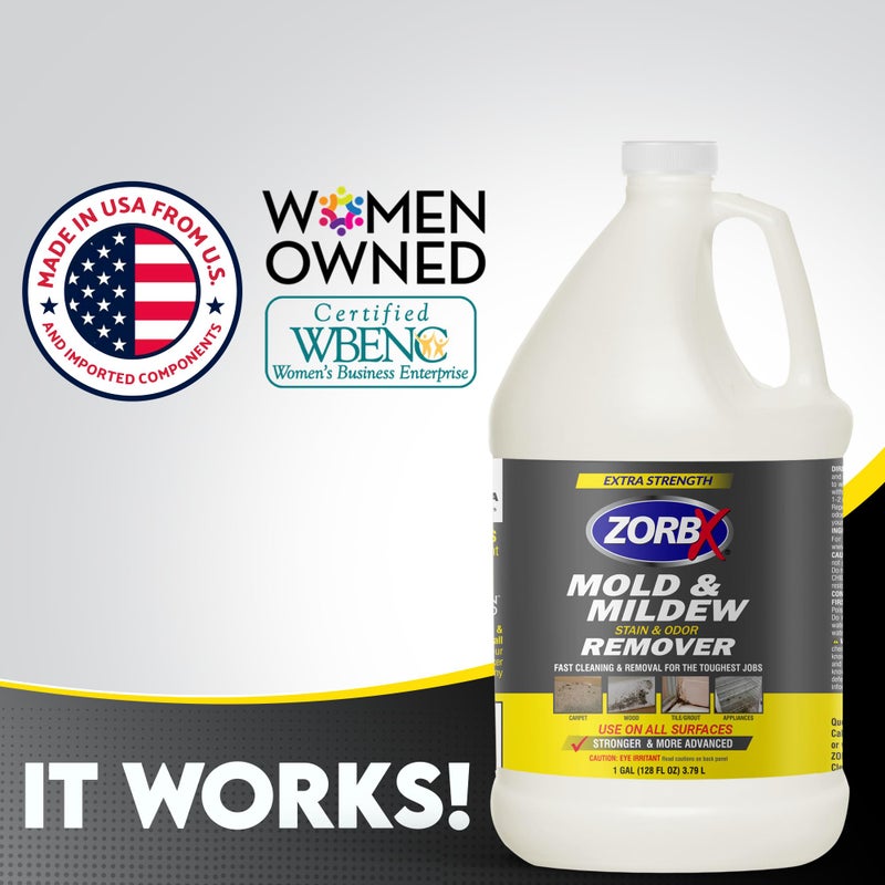ZORBX Extra Strength M&M Remover and Cleaner - Bleach Free Cleaner Spray - Scrub Free Formula - All Purpose Odor Remover for Carpet, Bathroom, Walls, Wood, Shower and Car - 128 FL Oz - Image 2