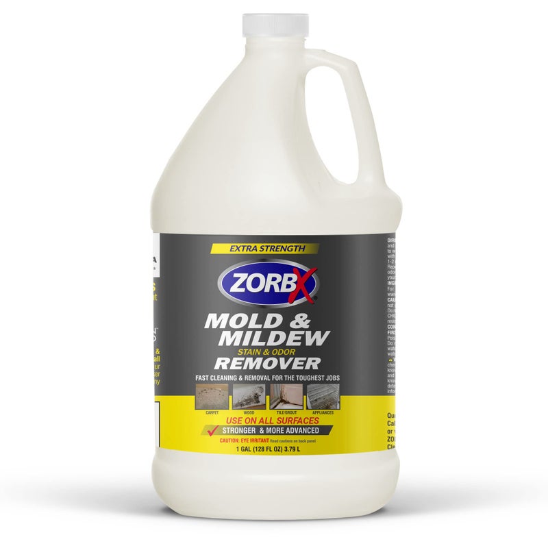 ZORBX Extra Strength M&M Remover and Cleaner - Bleach Free Cleaner Spray - Scrub Free Formula - All Purpose Odor Remover for Carpet, Bathroom, Walls, Wood, Shower and Car - 128 FL Oz - Image 1